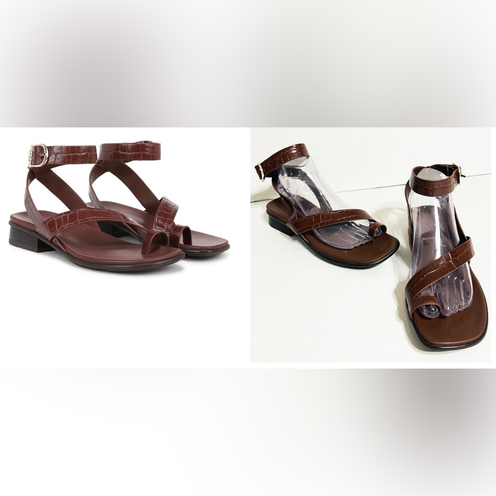 Naturalizer Birch Sandal Dark Brown Croc-Embossed Cappuccino Croco Faux Leather